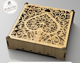 Heart Gift Box SVG for Laser Cutting | 3mm Wooden Jewelry Box Template