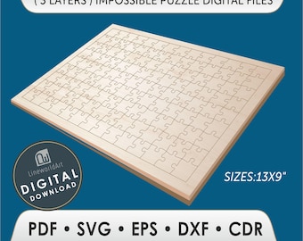 Puzzle Laser Cut Vorlage, Holzpuzzle SVG, digitaler Download