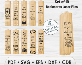 Book Quotes Bookmark SVG Files, Laser Cut, Glowforge (Digital Download)