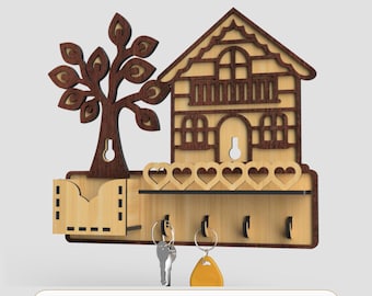 Laser Cut Wall Key Holder Svg, Home Decor Laser Files