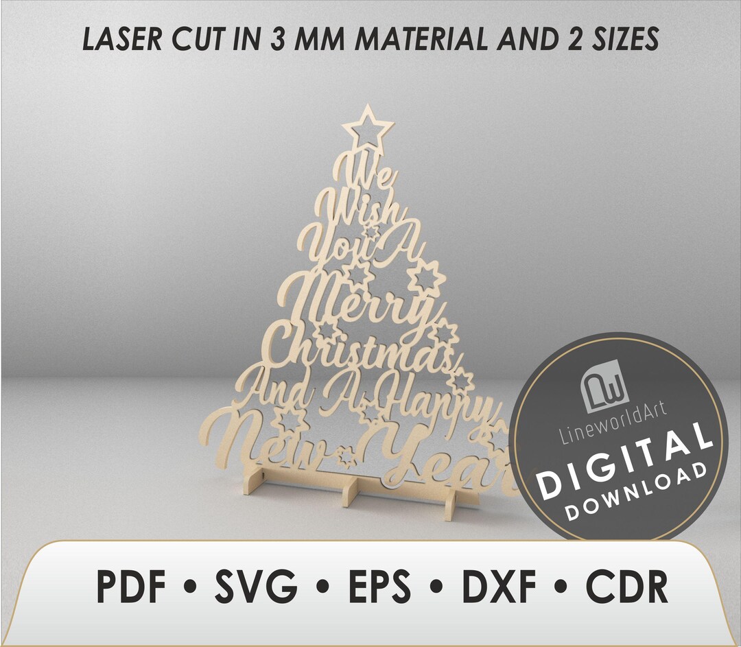 Standing Christmas Tree Svg, Christmas Tree Template, Svg, Cdr, Dxf ...