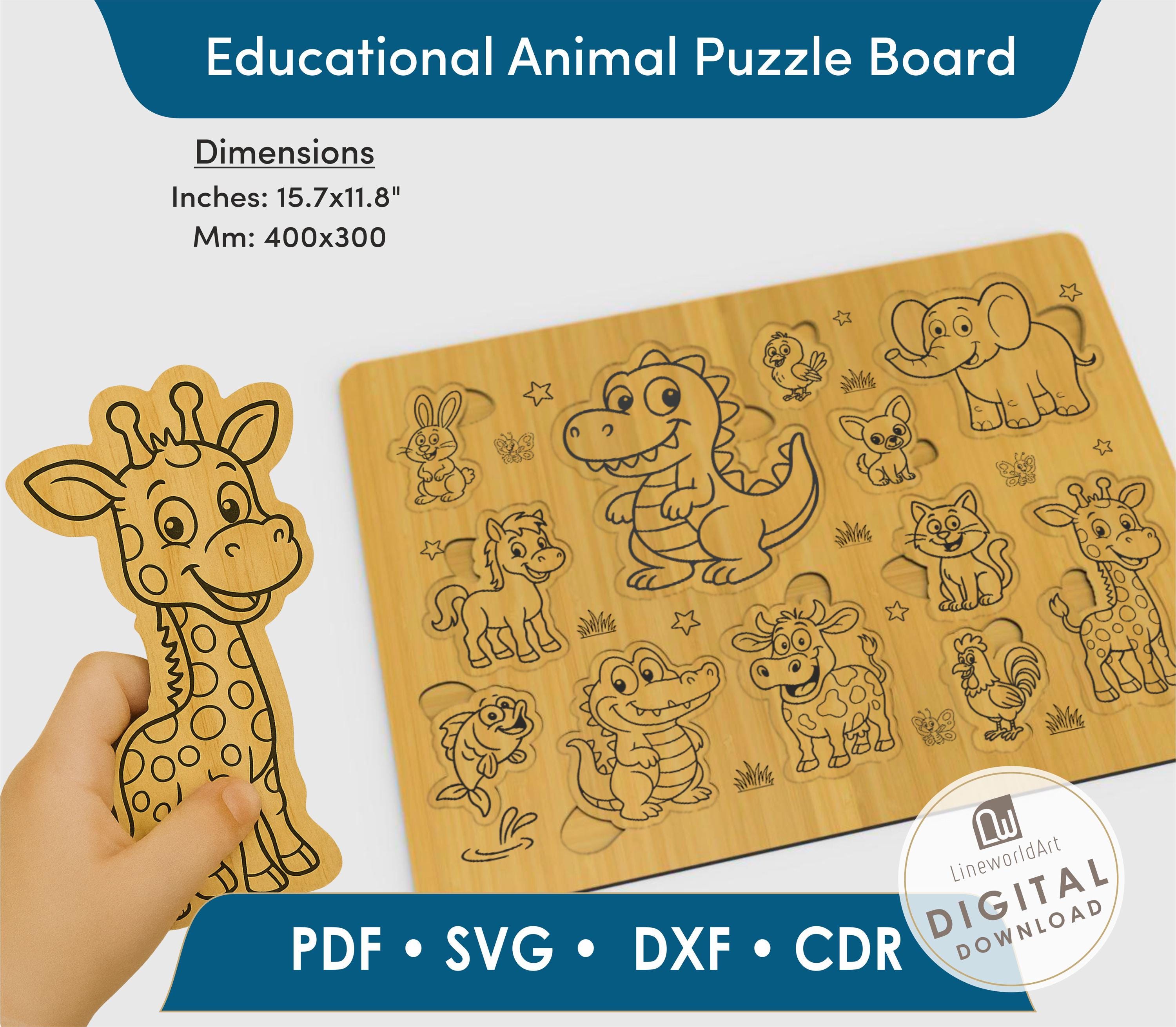 Kids Animal Puzzle Svg Bundle, Educational Puzzles Laser Cut - Etsy