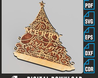 Kerstboomornament SVG | Lasergesneden vakantiedecoratie