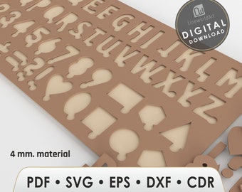 Alphabet & Zahlenpuzzle svg | Edukative Laserschnittdateien für Kinder | PDF PDF CDR