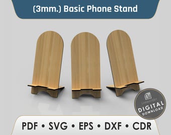 Laser Cut Phone Stand SVG for Desk, Wooden Mobile Holder Digital File