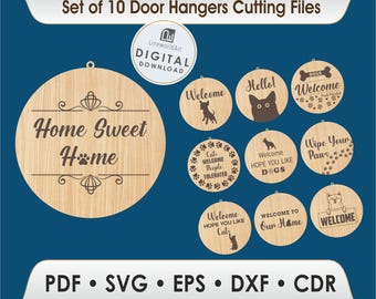 Witamy psy SVG — plik wycinany laserowo na drzwi wejściowe i wystrój domu dla miłośników psów