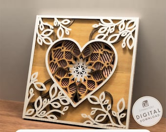 3D Mandala Heart SVG – Multilayer Laser Cut File (Digital Download)