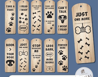 Dog Bookmark SVG Bundle Laser Cut Files Funny Dog Designs Pdf Dxf Cdr