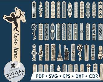 50 Laser Cut Bookmark SVG Bundle | Wooden Bookmark Patterns for Glowforge & Cricut