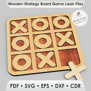 Laser Cut Strategy Game Board SVG | Wooden XO Game File | Digital Download