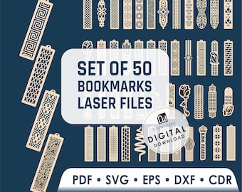 Laser geschnittene Lesezeichen, komplizierte Muster, Glowforge SVG DXF PDF (Digitaler Download)