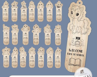 20 Animal Bookmark SVG Bundle, Laser Cut Files, Back to School Gift