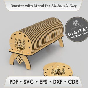 Coaster Stand Laser Cut SVG, Mom Glowforge File (Digital Download)