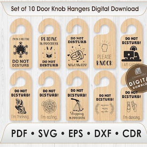 Door Knob Hanger Laser Cut Files Bundle Svg, Cnc Pattern, Do Not Disturb Svg, Glowforge Files