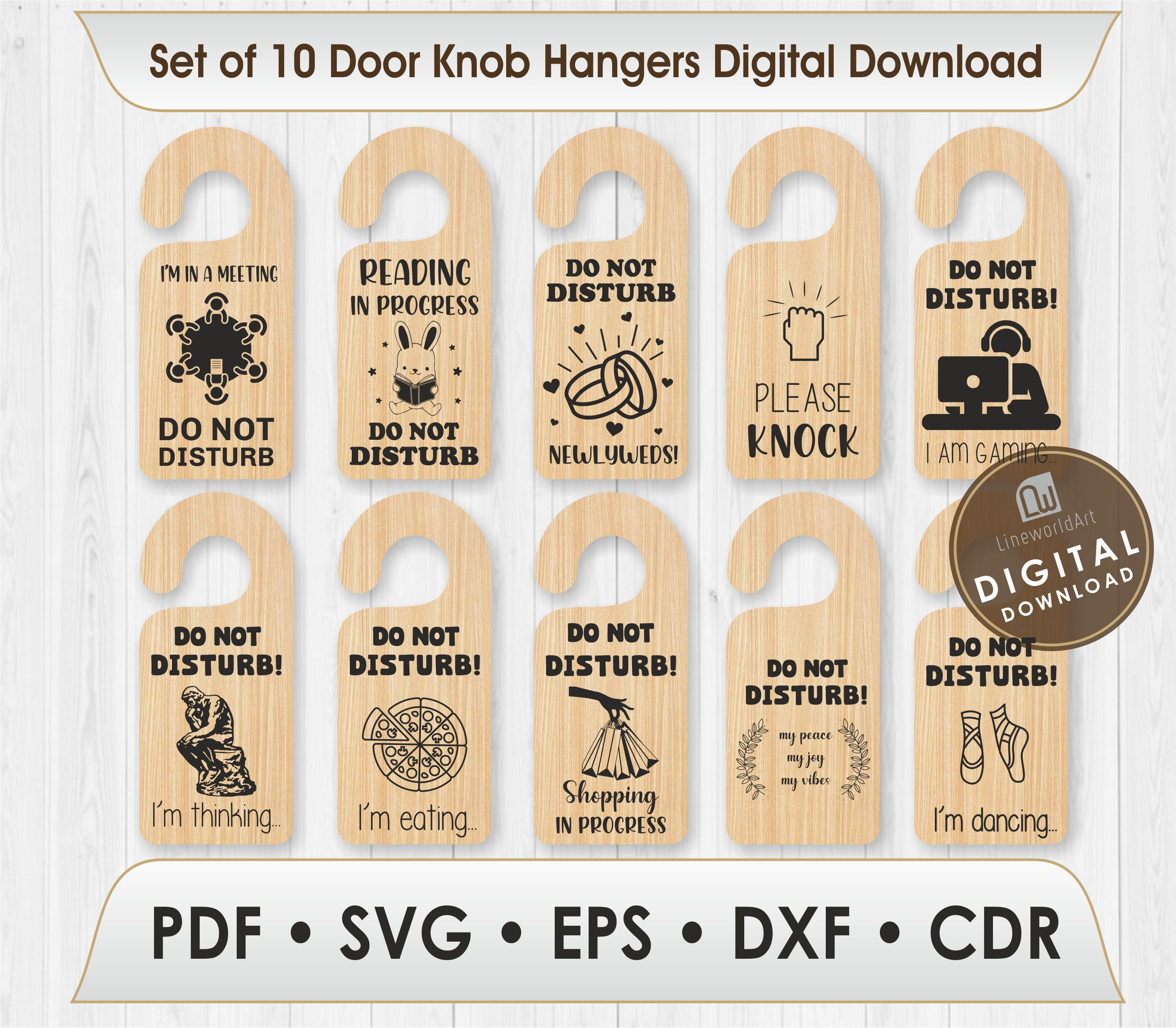 Do Not Disturb Door Hanger SVG, Laser Cut Files (digital Download