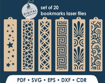 Laser Cut Bookmark SVG Bundle – 20 Intricate Patterns for Wood & Acrylic