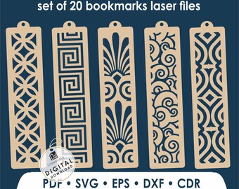 Geometric Bookmark SVG Bundle for Laser Cutting, Book Lover Design Files