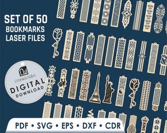 Laser Cut Bookmark SVG Designs, Book Lover Gift (Digital Download)
