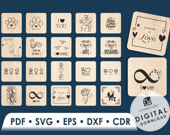 20 Coaster SVG Bundle for Laser Cutting, Glowforge Coaster Files, Digital Download