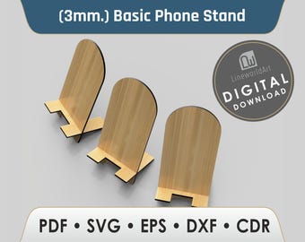Wooden Phone Stand SVG for Desk | Mobile Holder Laser Cut File