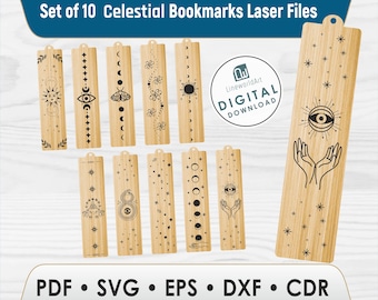 Celestial Bookmark SVG Bundle | Laser Cut Designs for Mystical Book Lovers