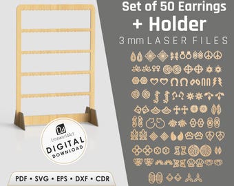 50 Earring Bundle SVG, Laser Cut Earrings Template, Glowforge Cricut Files