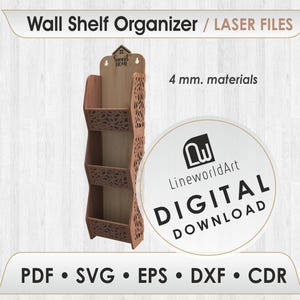 3 Shelf Display Stand Files, Shelf Organizer Svg File, Laser Cut Files Svg Dxf Pdf Eps Cdr
