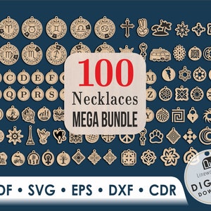 100 archivos SVG de collar, archivo de corte SVG de colgante de joyería Cricut, paquete SVG de collar, archivos de corte láser, paquete SVG de collar láser, paquete SVG de Glowforge