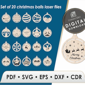 Christmas Ornaments Svg Bundle, Ornament Svg Laser Cut Bundle, Glowforge Svg Ornaments, Laser Cut Digital Download