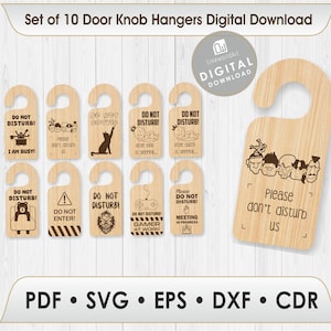 Pacote de arquivos SVG para corte a laser com a placa "Não Perturbe" (Download Digital)