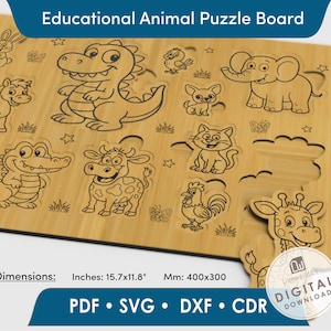 Kinder Tier Puzzle svg Bundle, Lernpuzzles Laser Cut