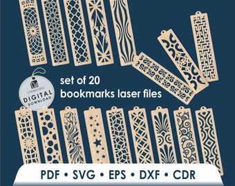 Laser Cut Bookmark SVG File Set, Geometric Templates (Digital Download)