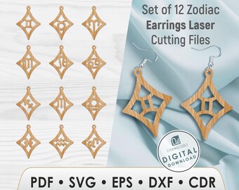 Sternzeichen Ohrringe SVG Bundle | Laser geschnittene Ohrring-Vorlagen