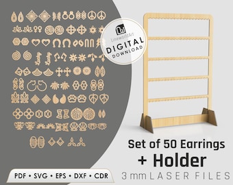 Earrings SVG Bundle, Laser Cut Files, Earring Cut Patterns (Digital Download)