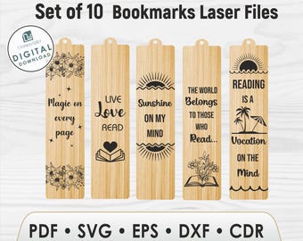 Reading Bookmark SVG Bundle | Laser Cut Quote Designs for Book Lovers