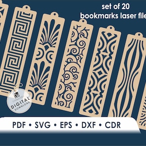 Lasergesneden bladwijzer SVG-bestand, Cricut silhouetpatronen (digitale download)