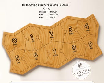 Laser Cut Montessori Number Puzzle SVG, Kids Math Toy (Digital Download)
