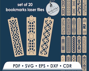 Geometric Bookmark SVG Bundle for Laser Cutting | Wooden Bookmark Designs