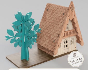 Laser Cut Tiny House 3D, Miniature House Svg File, Glowforge Miniatures