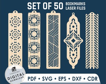 Lesezeichen aus Holz Design Bundle | Lesegeschenke für Laserschneidemaschinen