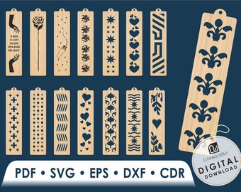 15 Laser Cut Bookmark SVG Bundle for Wood, Glowforge & Cricut
