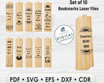Bookmark Svg Bundle, Booklover Laser Cut Svg, Glowforge Files