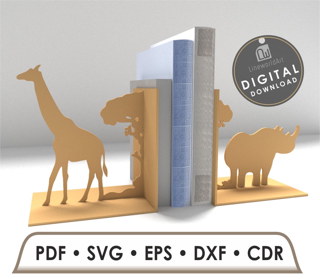 Animal Bookend Laser Cut File, Book Holder Svg, Laser Cut Book Stand