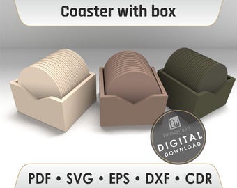 Round Coaster SVG Files Laser Cut Template (Digital Download)