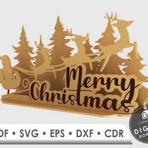 Christmas Tree Wood Stand, Decorative Standing Christmas Tree Svg, Christmas Laser Cut Files Svg, Christmas Dxf Laser