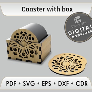 Juego de posavasos geométricos SVG, archivo láser para soporte de posavasos, plantilla de madera
