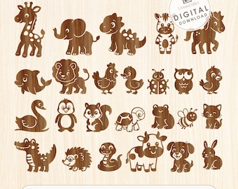 Safari Animal Shapes SVG Bundle | Laser Cut Nursery Decor Set