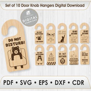 Accroche-porte Ne pas déranger SVG | Modèle de plaque de bouton de porte pour laser et cricut