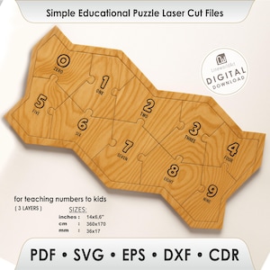 Montessori Number Puzzle Svg | Laser Cut Math Game File | Kids Learning Toy