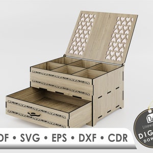 Schmuckkästchen Schmuck Vektordatei, Schmuckkästchen Laser Cut Plotter, Pdf, Eps, Dxf, Laser Plotterdatei
